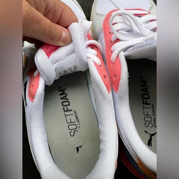 Puma White and Coral Sneakers - Picture 8 of 15